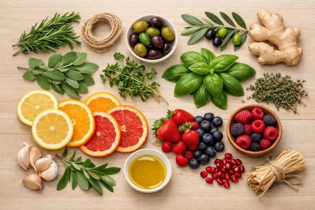 Mediterranean-style-plant-ingredients-associated-with-Ikaria-Belly-Juice